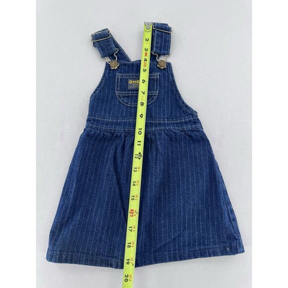 Vtg 90’s Oshkosh Overall Dress Girls Sz 3T Bib Denim Striped NEW - Picture 9 of 11